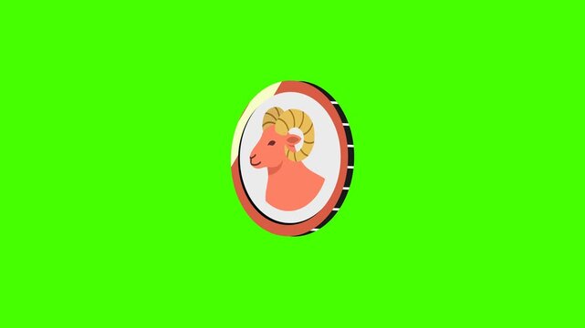 Aries Zodiac Sign loop animation, 4k video, alpha channel