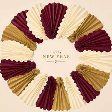 Elegant New Year Wreath Celebrating Joyous Seasonal Greetings