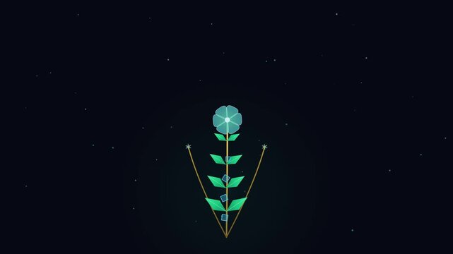 Cosmic glow of celestial leaves against starry night sky