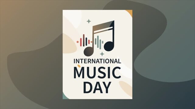 music international day note postcard banner