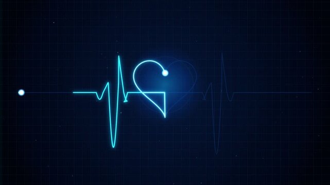 Neon heartbeat ekg pulse animation: medical cardiology concept background