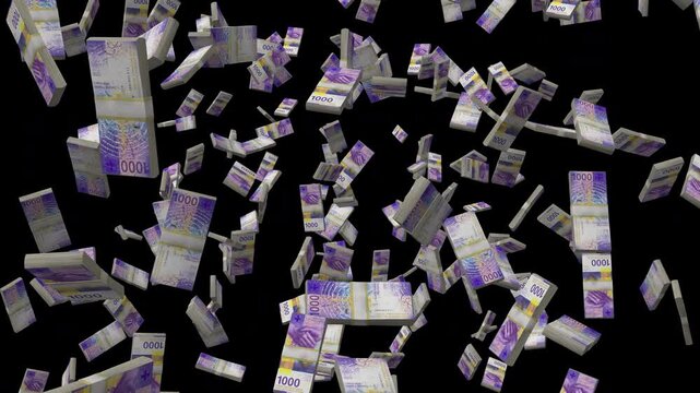Swiss Franc Money Falling With Alpha Channel