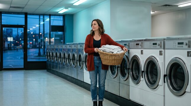 Person arrives with clean laundry in a gentle time loop