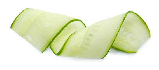 Obraz premium Slice of cucumber isolated on white, top view