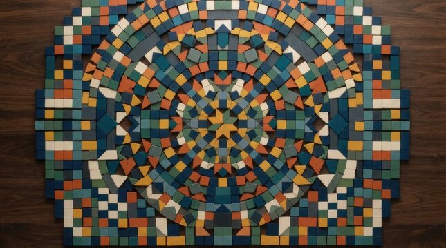 Intricate Geometric Mosaic Tile Pattern Design