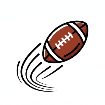 Dynamic vector illustration of an American football soaring through the air with motion lines, isolated on a white background.