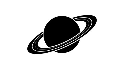 Planet with rings silhouette against a white background simple graphic design © Sekh