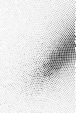 Abstract halftone pattern with radial dot gradient isolated on white background