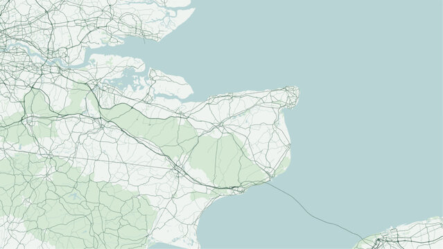 Modern minimalist vector map of Canterbury, Kent, UK. Scalable cathedral city street grid, Great Stour river, Canterbury Cathedral, Westgate Towers, and Roman city walls for wall art posters.