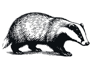 European Badger Engraving Style Vector Illustration © Leg_IO