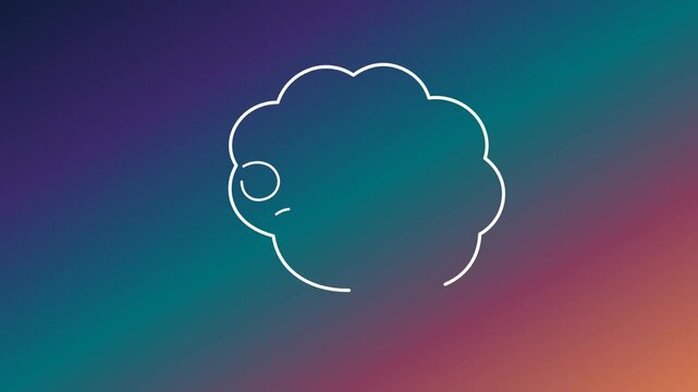 Cloud icon line drawing animation on gradient background