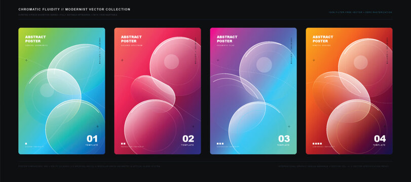 Modern abstract posters editable vector design with vibrant colors and circular shapes for artistic projects and creative use