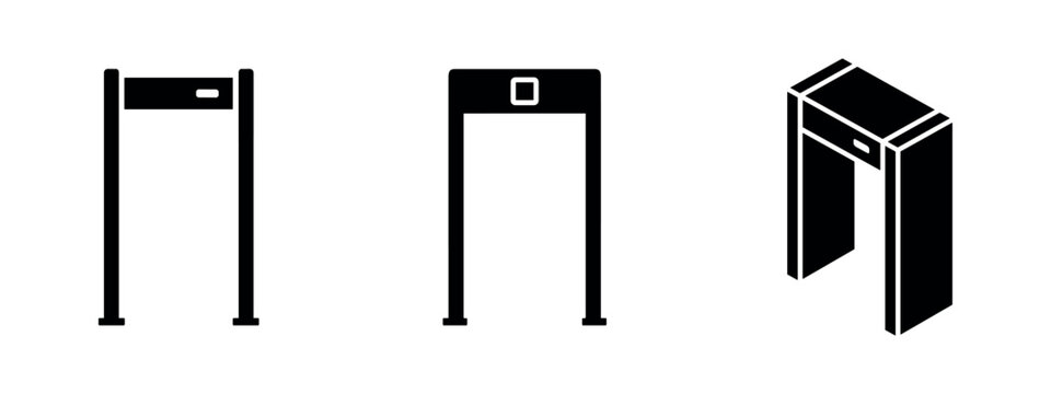 Security Metal Detector Walkthrough Gate Icons for Airport Safety