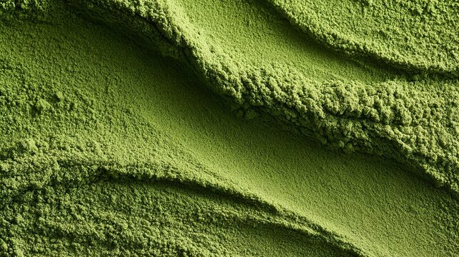 Matcha powder texture green surface background.