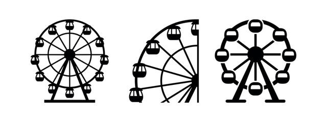 Obraz premium Ferris wheel icon set. Amusement park and carnival ride symbols.