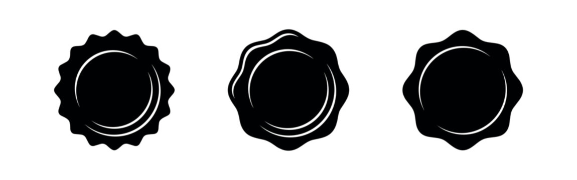 Decorative Wax Seal and Badge Icon Set. Ornamental oval shapes for certificates and emblems.