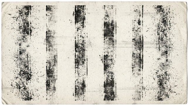 Grungy distressed texture with vertical black ink stripes on aged paper