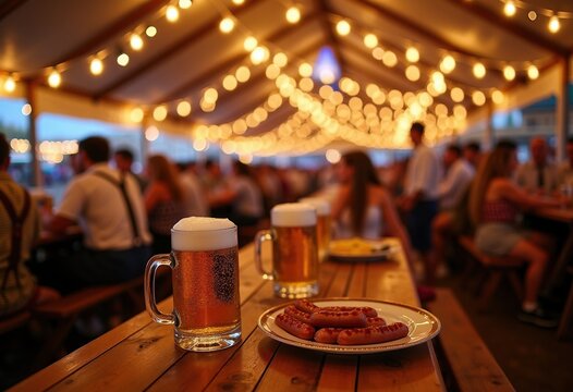 Authentic Beer Tent Experience Traditional Attire Oktoberfest Fun Ambiance