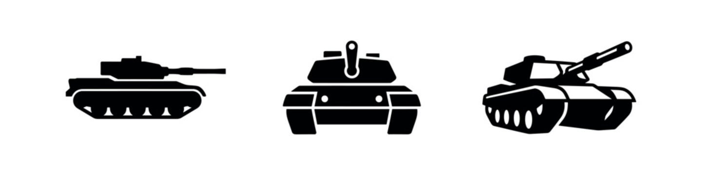Military Tank Icons Set - Armored Warfare Vehicles in Different Styles