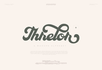 Fototapeta premium Elegant Vintage Display Font with Decorative Curves and Swashes, Stylish Typeface for Branding, Logo Design, Fashion and Packaging