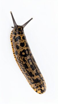 Leopard Slug Limax Maximus Isolated on White Background