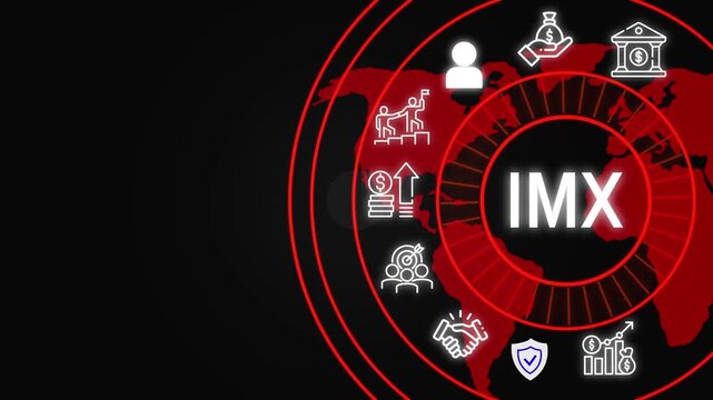 IMX acronym concept with business icons and Global Business Finance and International