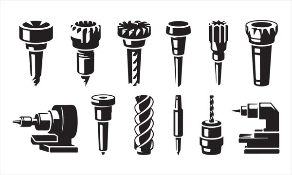 Industrial CNC machining cutters, drills and tooling collection