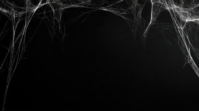 Creepy spider web on black background