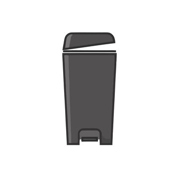 Gray trash can with open lid and pedal