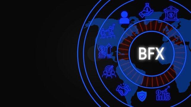 BFX acronym concept with business icons and Global Business Finance and International