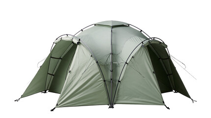 Isolated spacious green outdoor tent a durable and versatile camping shelter © Aoife