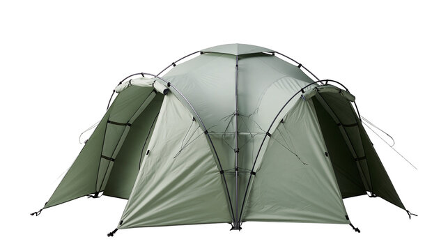 Isolated spacious green outdoor tent a durable and versatile camping shelter