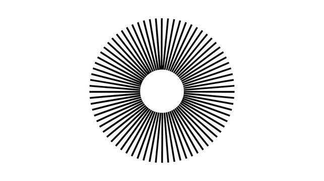 Isolated minimalist abstract circular pattern with radial lines and partial numeric text C (72).p