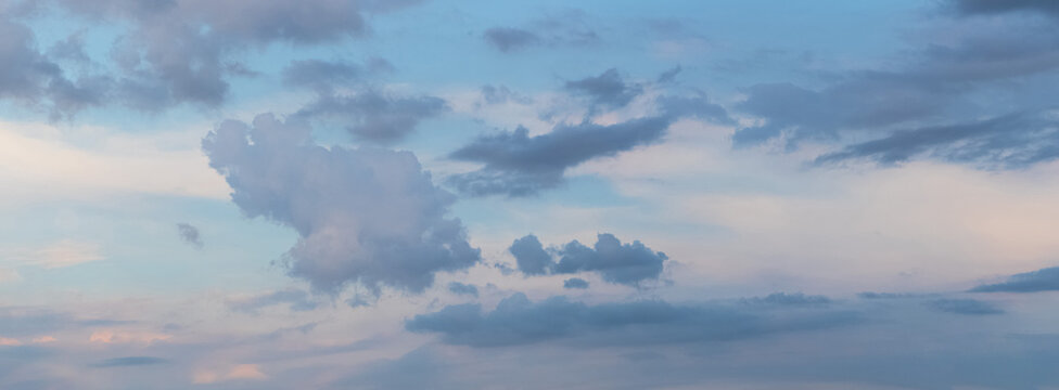 Pastel sky with clouds in evening light