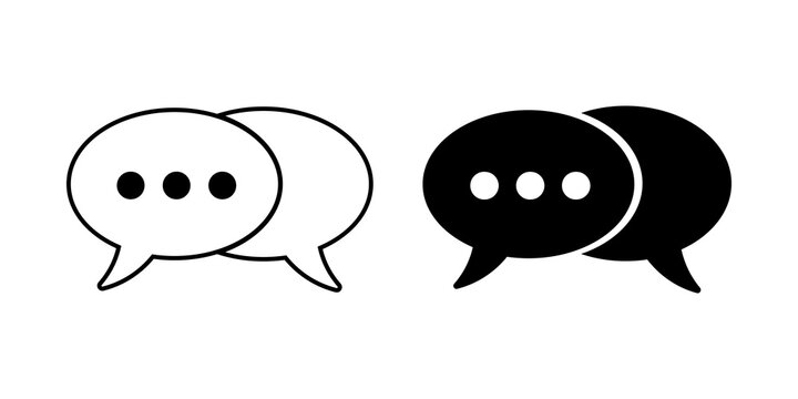 Black and outline speech bubble icons for chat and communication messaging design