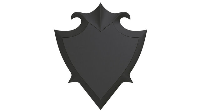 Isolated dark fantasy ornate shield with pointed edges and elegant curves design