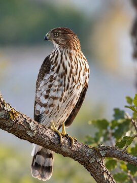 Immature Coopers Hawk Perched on Tree Branch