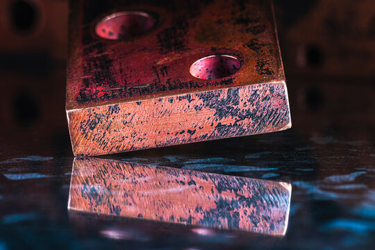 Oxidized copper bars and busbars with holes, non-ferrous metal products used in power engineering and electrical applications, raw material recycling