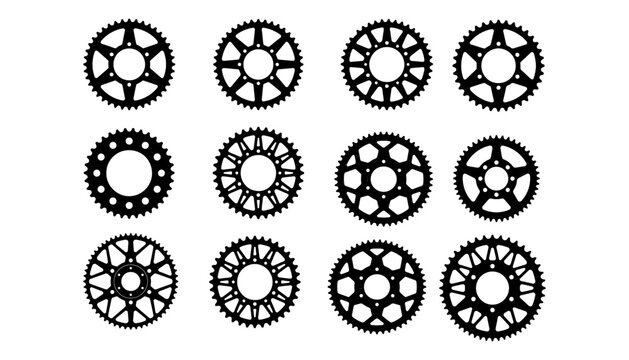 set of vector silhouettes of wheel