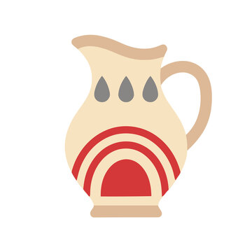 Decorative jug with red and gray pattern