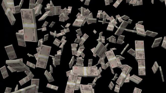 Money Falling Japanese Yen With Alpha Channel