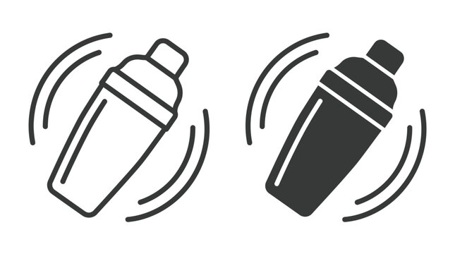 Cocktail shaker icon set with motion lines for bar and beverage design