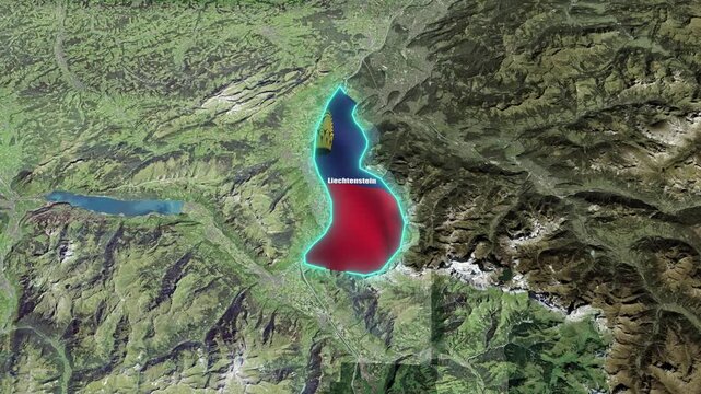 Liechtenstein 3D Map Animation4K with Flag and Geographic Borders