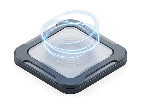 Wireless Power Transfer Charger Pad Modern Clean 3D, Symbol Of Qi Inductive Charging Station Electromagnetic Field Energy Transfer Smart Gadget Accessory Technology Contactless Power Dock
