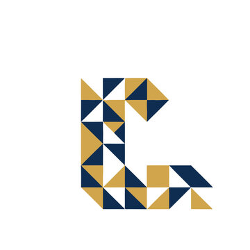 Geometric letter C made of triangles