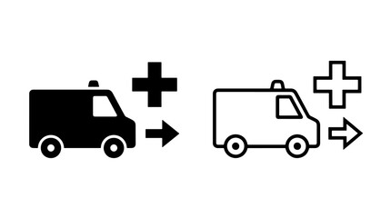 Minimalist ambulance icons featuring emergency vehicles and medical symbols in vector style © PngBundle