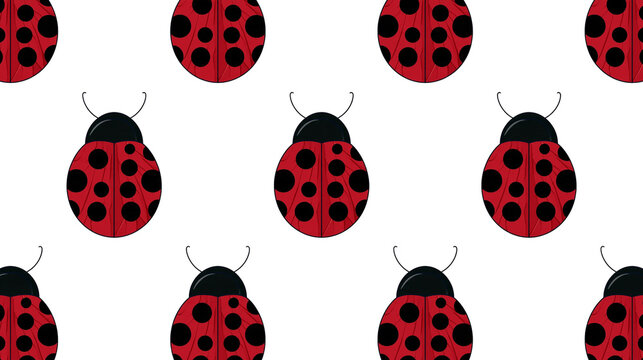 Isolated vivid ladybug pattern with classic red and black markings ideal for summer designs