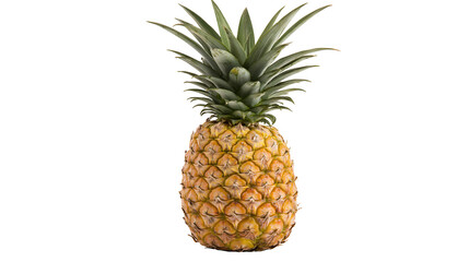 Fototapeta premium Isolated fresh ripe whole pineapple fruit with green spiky leaves, ready for a healthy snack
