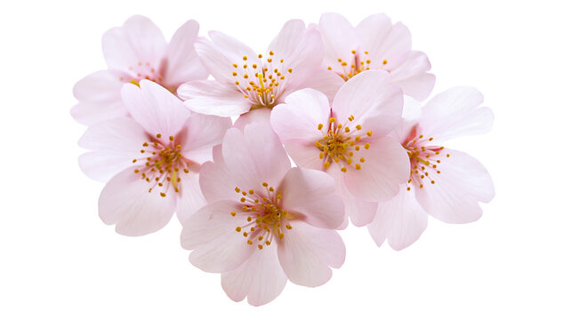 Isolated beautiful pink cherry blossom flowers, fresh spring floral arrangement, natural beauty.