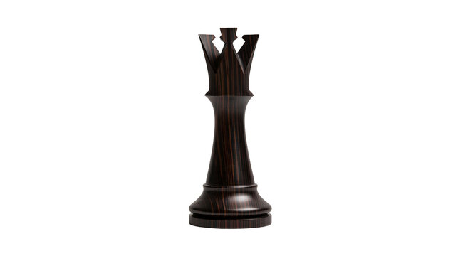 Isolated premium dark wooden chess queen piece, classic game and strategy symbol
